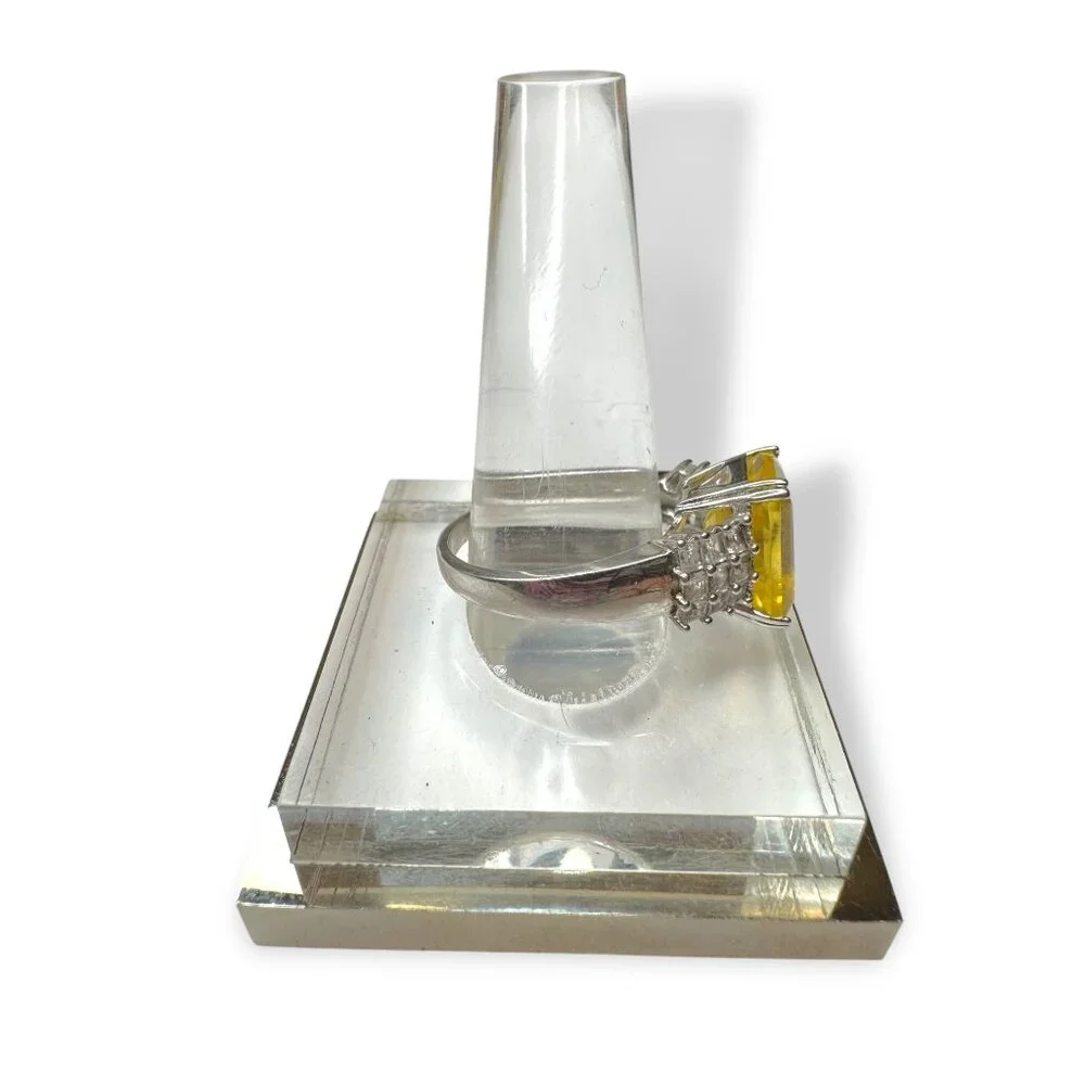 Sterling Silver Ring With Citrine & White Spinel Size 10.5 - Picture 3 of 8